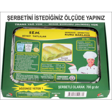 ŞEKERSİZ BAKLAVA İÇİ CEVİZLİ BÜYÜK PAKET 700 GR
