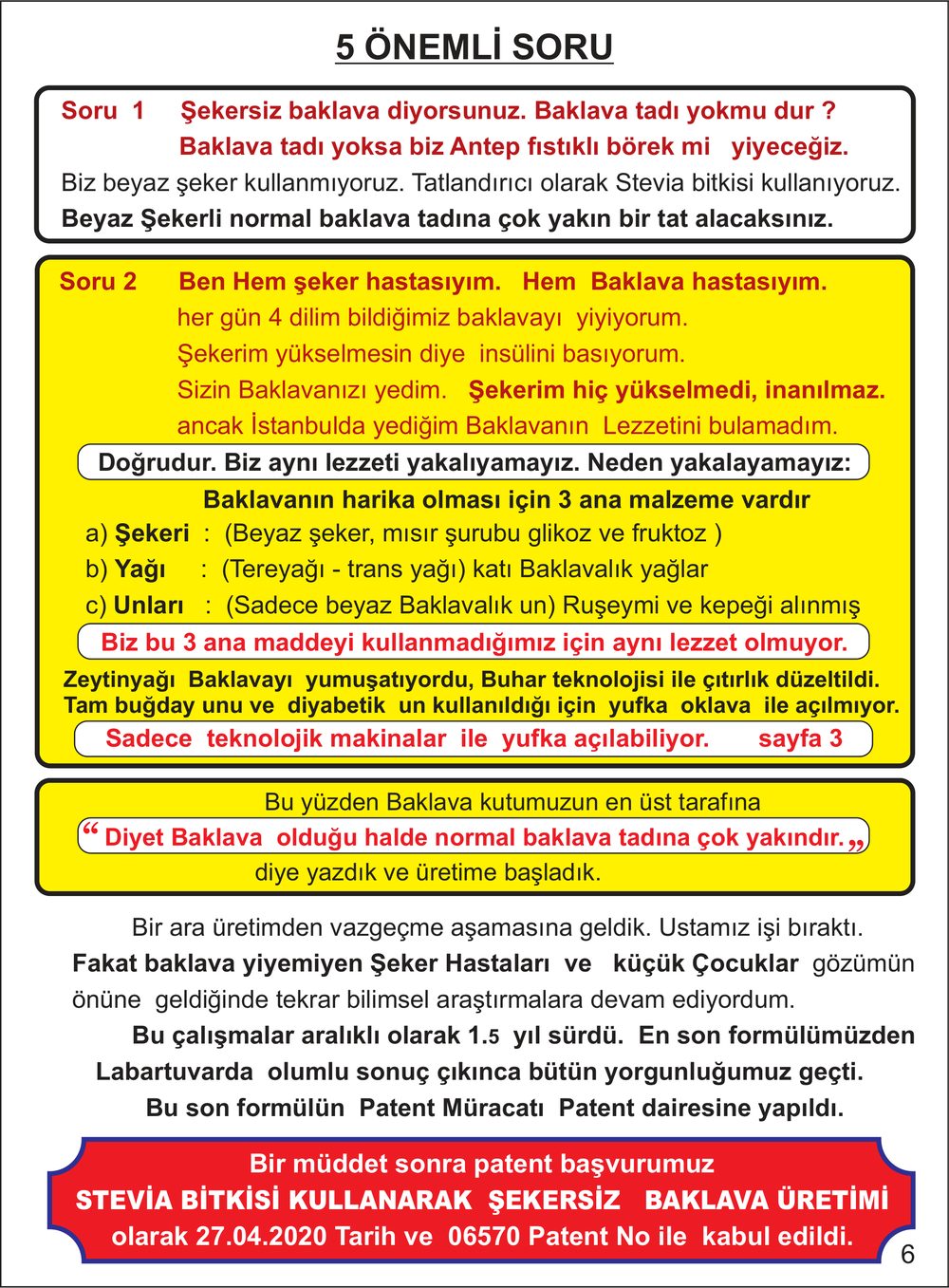 Diyet ve Diyabetik Baklava Bilgilendirme Broşürümüz — sayfa 6