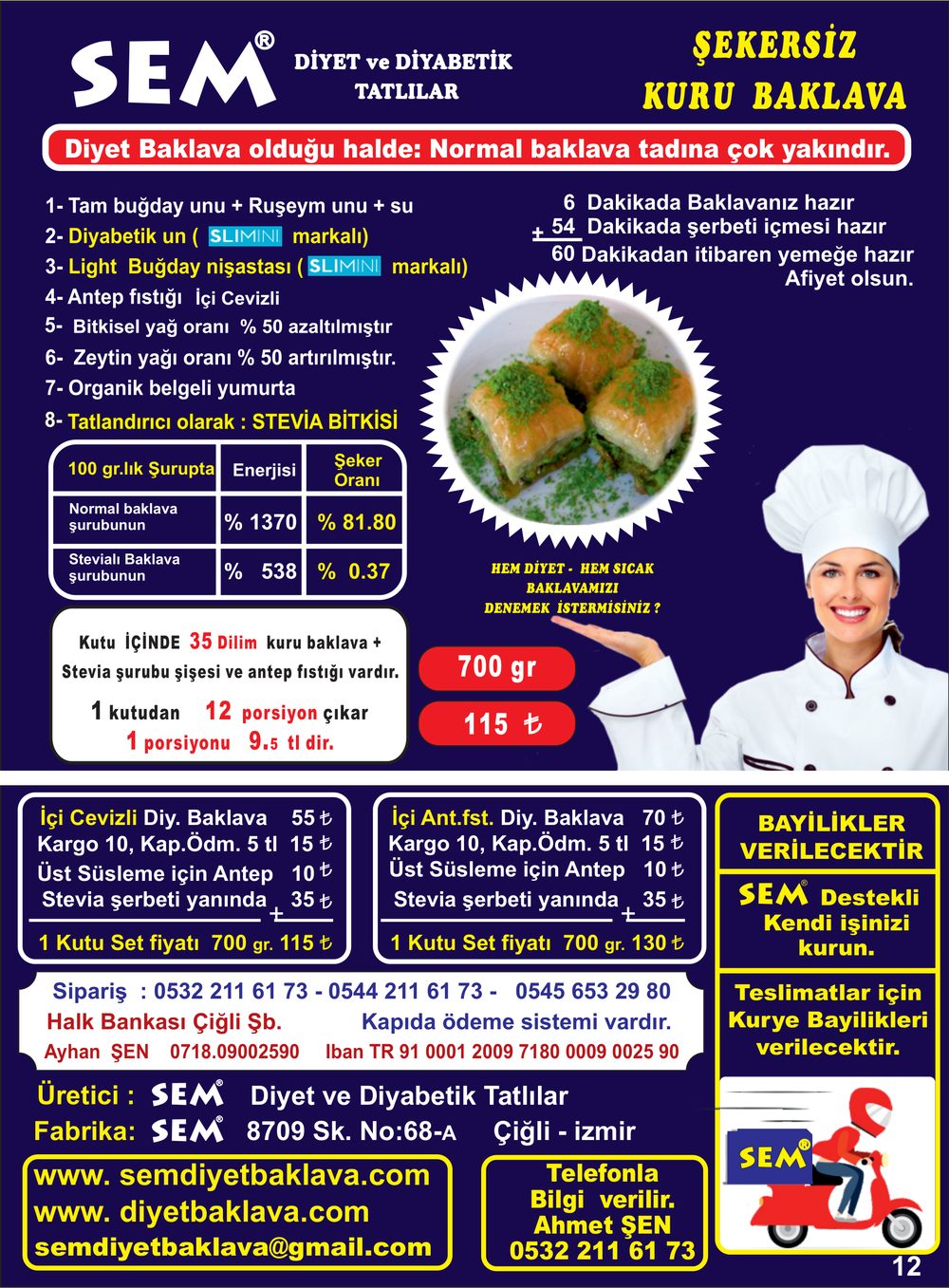Diyet ve Diyabetik Baklava Bilgilendirme Broşürümüz — sayfa 12